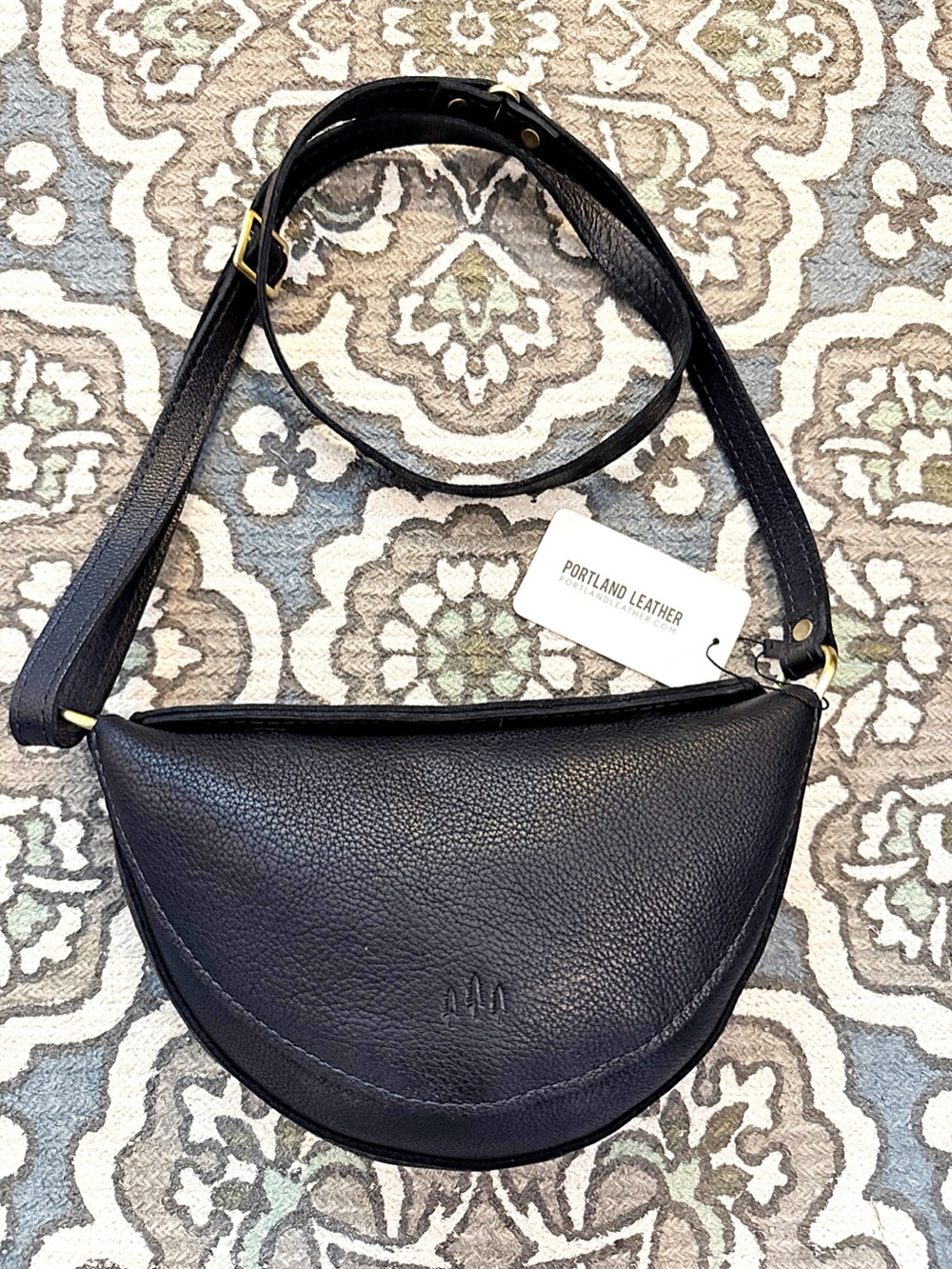 Portland Leather Small Koala Black Leather Sling Crossbody Bag NWT